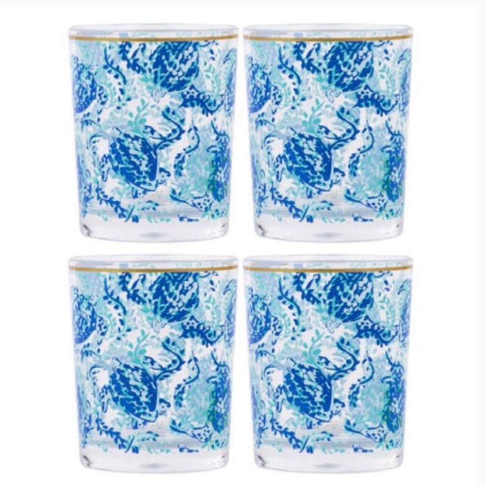 Lilly Pulitzer Turtley Awesome Lo-Ball Glass Set